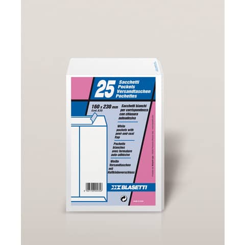 Busta a sacco Blasetti Self bianco - 80 g/m2 - in conf. 25 buste - 160x230 mm 535